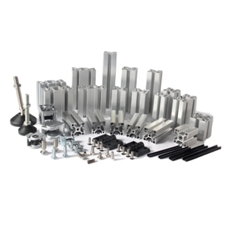 1010 2020 2040 3090 T Slot V Slot 6063 T5 Aluminum Extrusion Profile with Corner Brackets T Bolt & Support Series Accessories