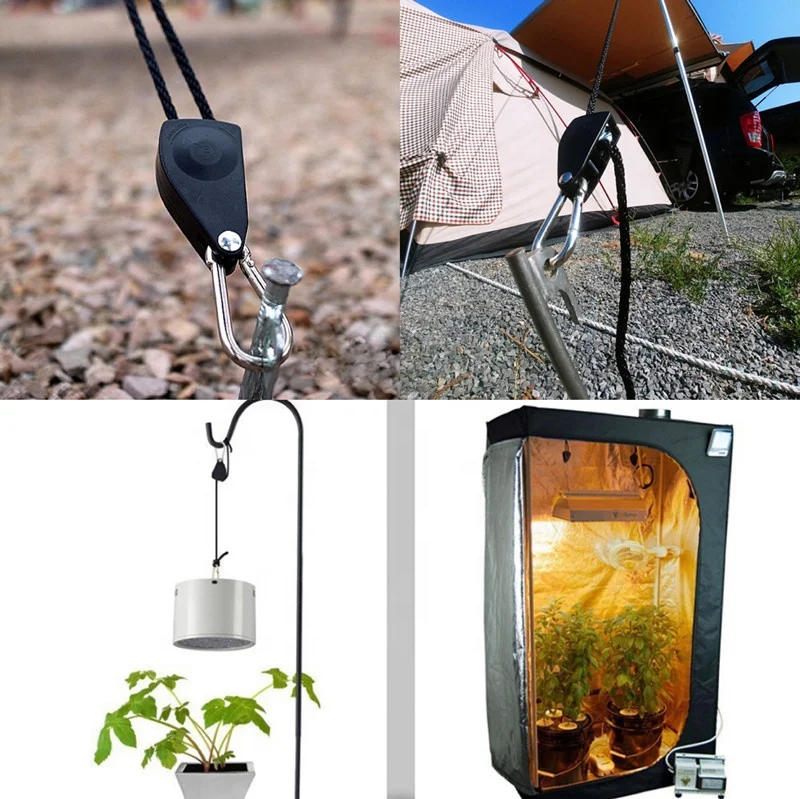 Factory manufacture Steel Heavy-Duty Adjustable Rope Ratchet Light Hanger 1/8 for greenhouse