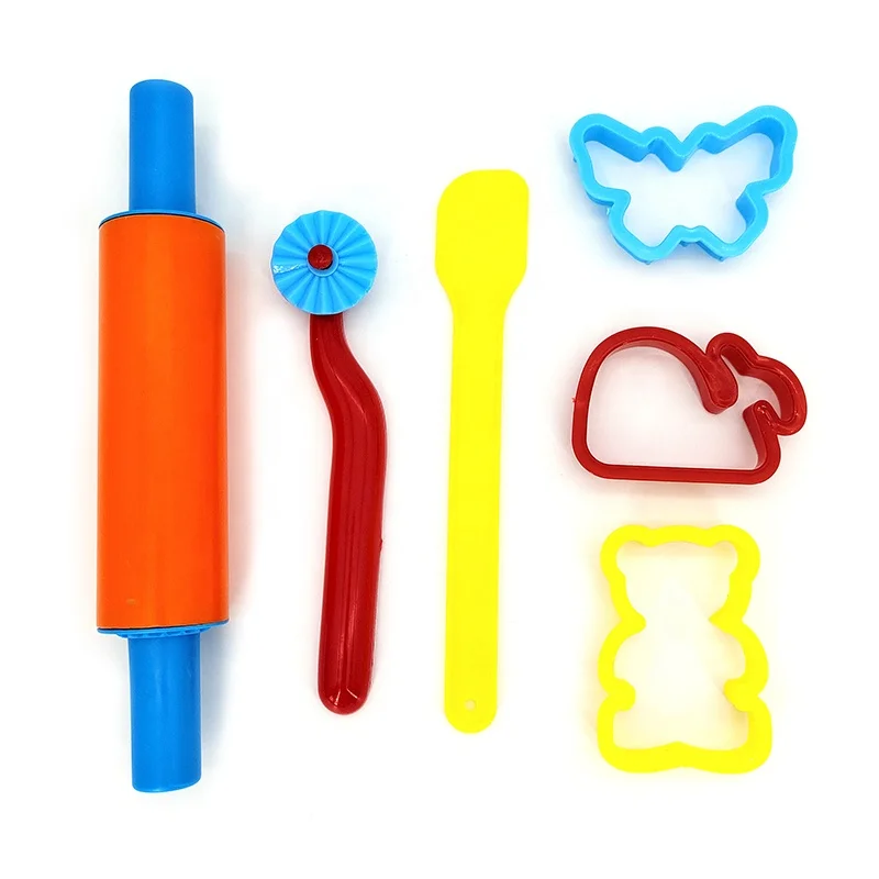
colorful play clay dough cutter tools set for kids with plastic molds 