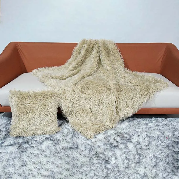 Queen Size Heavy Soft Washable Mongolia Artificial Wool Faux Fur 80%Acrylic Polyester Throw Blanket
