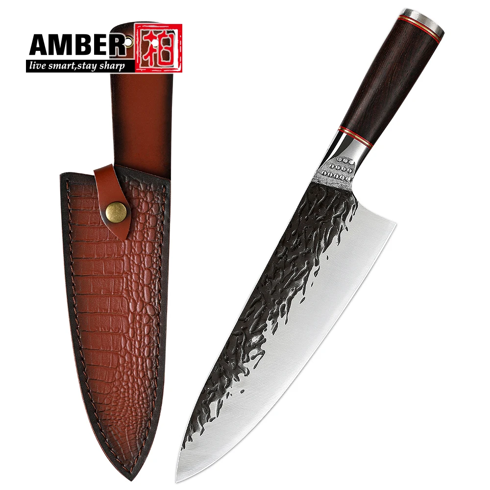 High Carbon Steel Butcher Cleaver Boning Fillet Kitchen Serbian Knife viking Handmade Forged Chef Almazan Knife with leather Bag