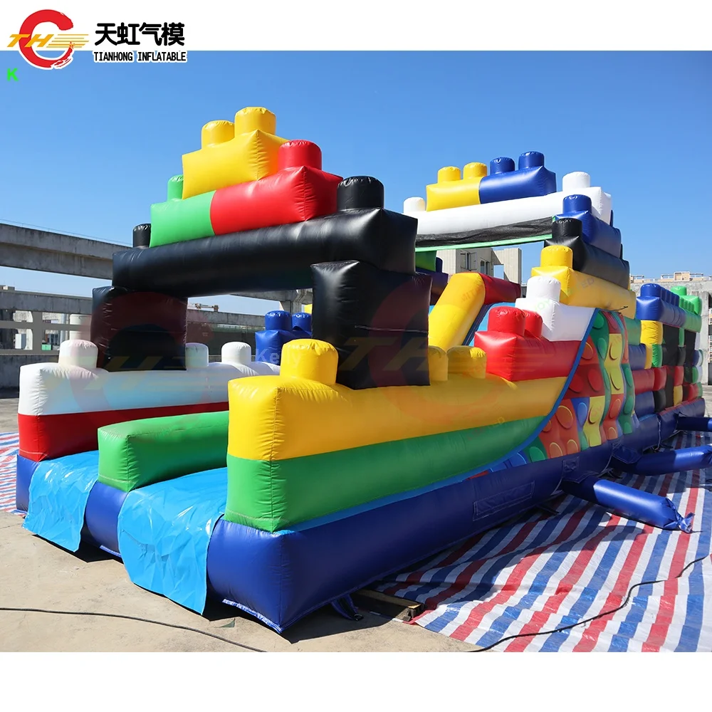 2 in 1 13m Indoor Inflatable Obstacle Course Run Sport Game Durable PVC for Garden Trampoline Park Residential or Public Use