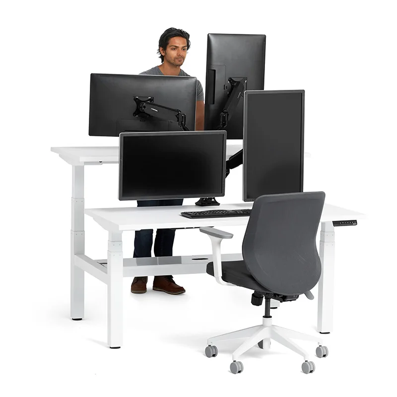 Adjustable Stand Up Desks Ergonomic Workstation Frame 2 Person Seats Electric Standing Sit to Stand Desk