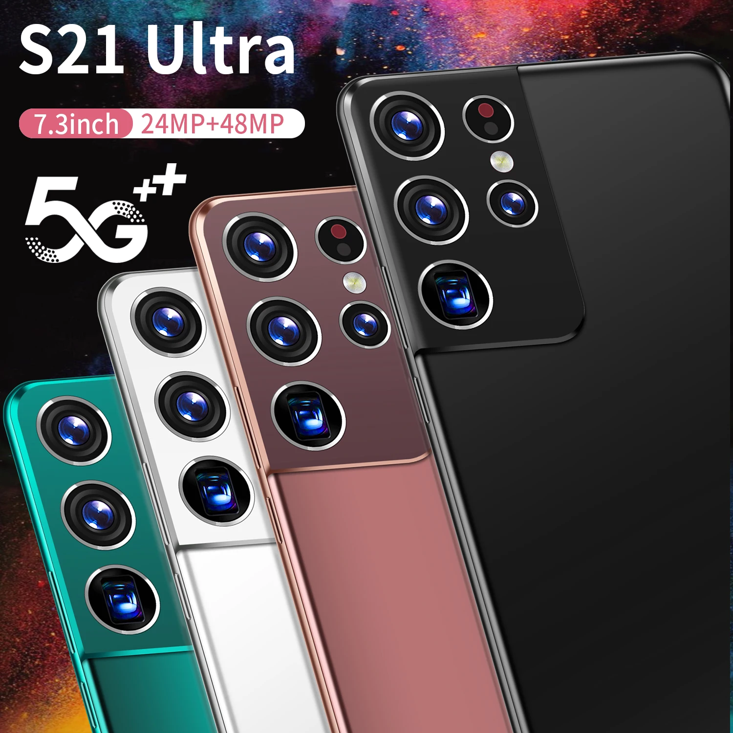 S21 Ultra Hot Unlock Wholesale 16G + 518G 7.3 inch Android Smartphone 4G 5g Sim Cards Smart Exprssvpn Cell Mobile Phone Phone