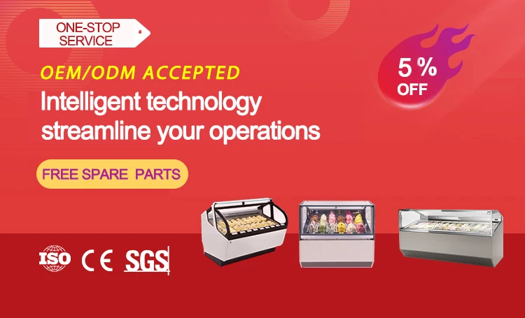 PROSKY Glass Fashionable Yogurt Ice Cream Display Freezer