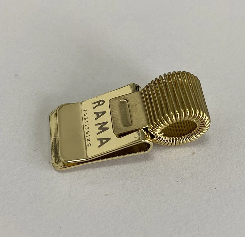 
Customized High Quality Gold color Flat Metal Stainless steel Clip with Spring pen holder 