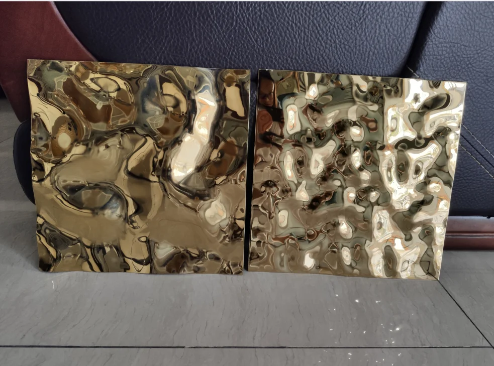 decorative mirror silver stainless steel sheet Rippled water wave metal cladding panel