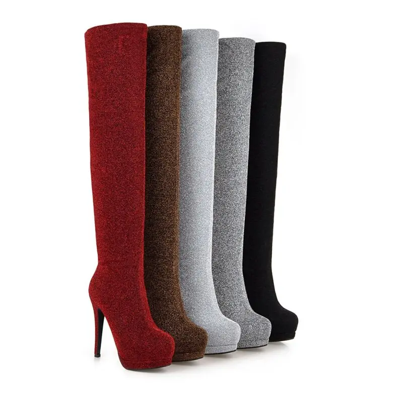 Оптовая продажа с фабрики, новинка 2021, пикантные женские сапоги до бедра на высоком каблуке 13 см