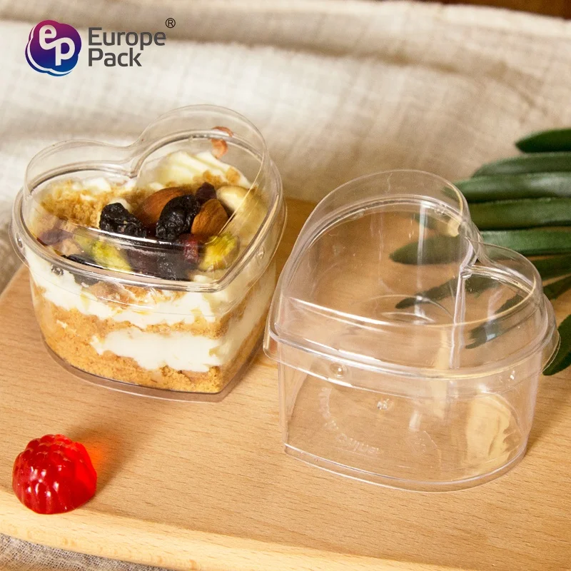 Recyclable custom size color clear container plastic heart shaped boxes for candy cookie