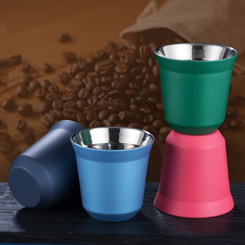 Metal Espresso Cup Wholesale Double Wall Stainless Water Bottle Double Layer Reusable Water Tea Coffee Cup Whiskey Milk Mugs