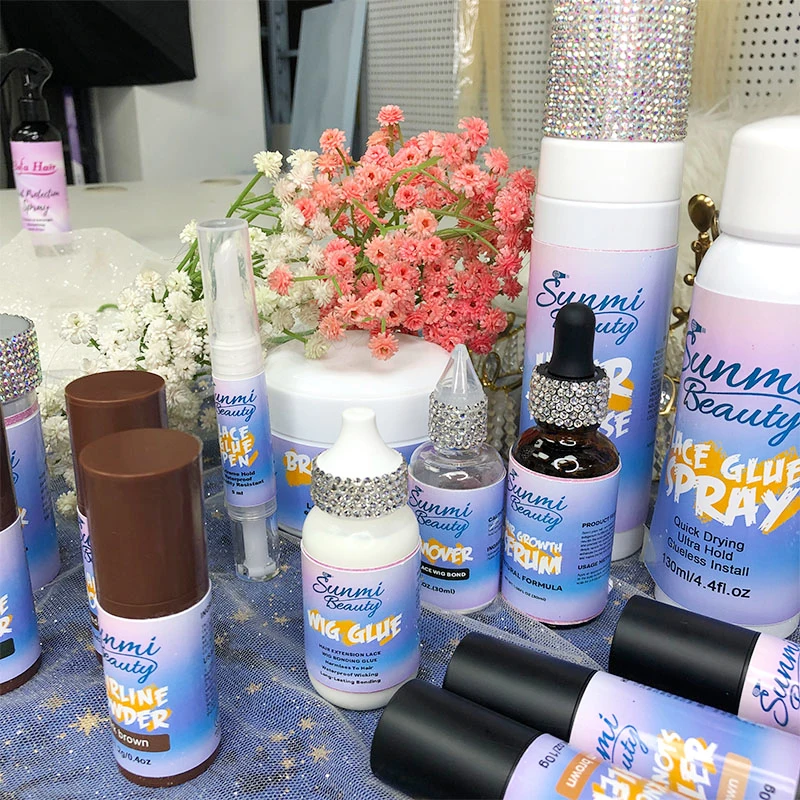 Best Selling Private Label Hair Mousse Lace Tint Hair Growth oil Glue Remover Lace Wig Glue Spray Wigs Install Kit
