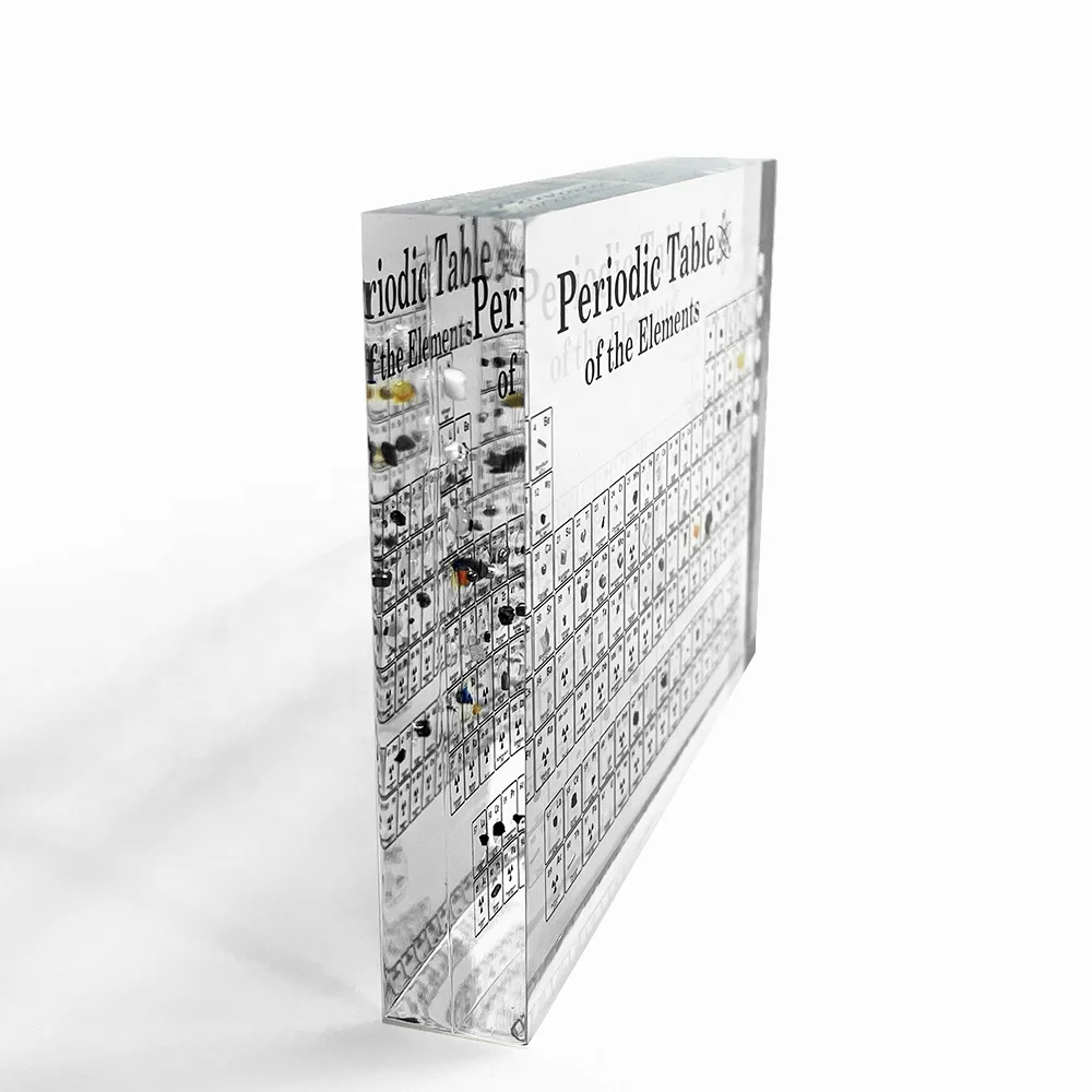 Customized New brand 3D Science Creative Chemical Periodic Table With LED Base Gift Box Science Lovers Acrylic Periodic Table