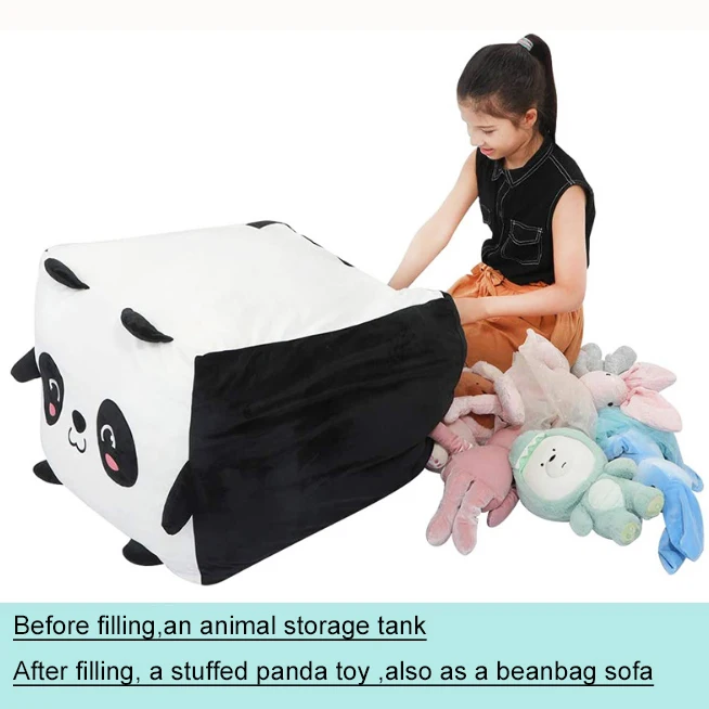 Nordic Kids Preschool Furniture Lazy Sofa Panda Design Beanbag Toy Storage