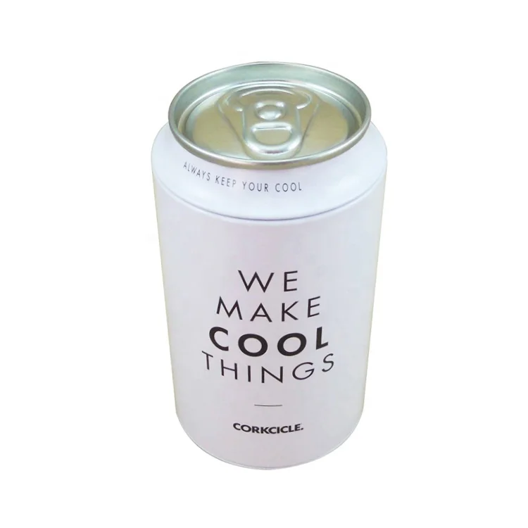 Wholesale Food Grade Custom Design Printed White 330ml Beer Soda Can Shape Tin Box With Lid