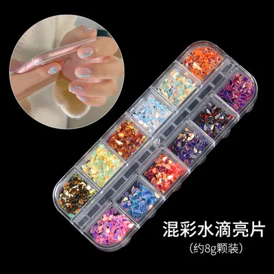 12 Boxes Nail Sequins Glitter Flakes Rhinestones Gems Diamonds Heart Pearl Nail Art 3D Decoration  Crystal Rhinestone
