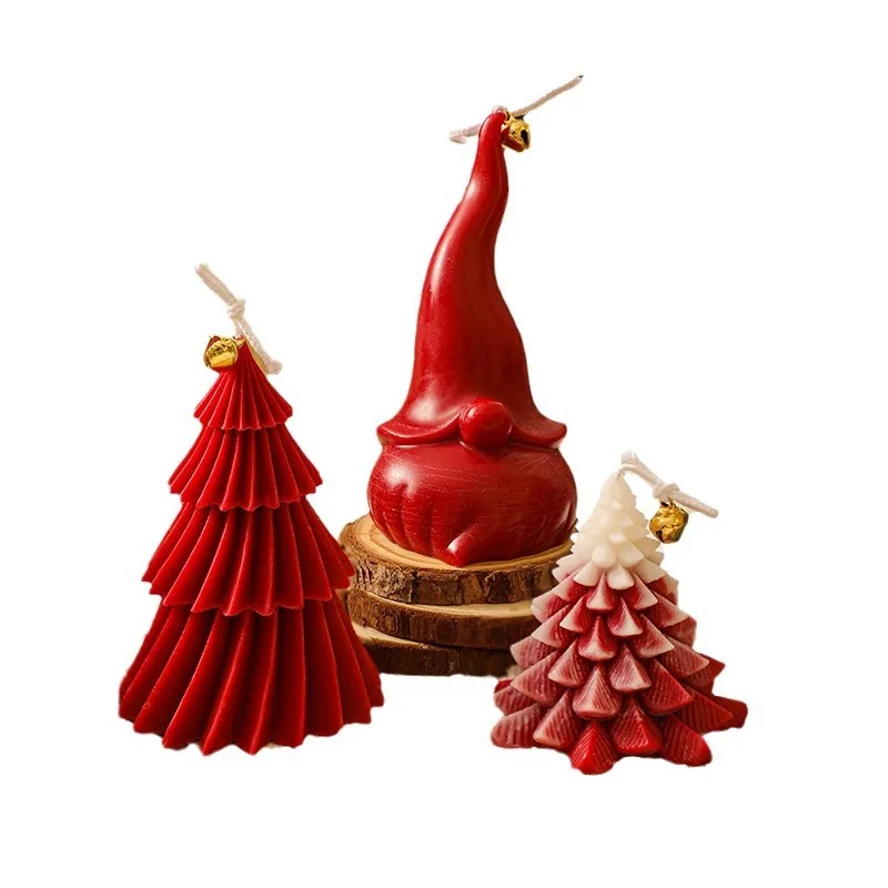 New Year Christmas Present Gift Home Decor 3D Creative Handmade Christmas Tree Soy Wax Aromatherapy Scented Candles