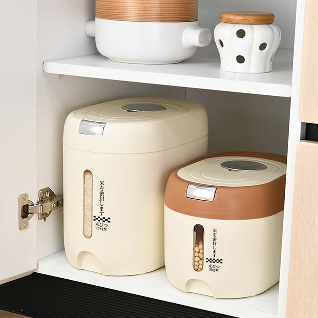 Save Space Plastic Rice Barrel Insect Proof Moisture Proof Sealed Household Grain Rice Storage Boxes Bins
