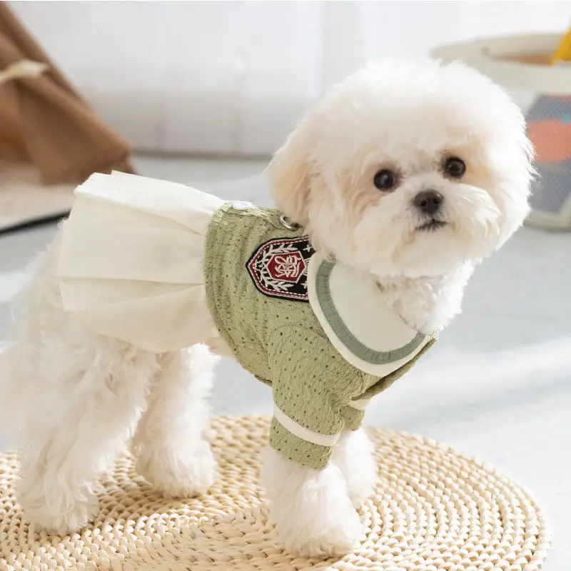 Fast Shipping Wholesale Manufacturer Cotton XS-XXL Summer Pet Dress Back to School Type Luxury Dog Dress Clothes for Small Breed