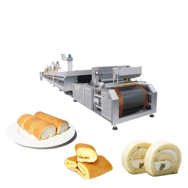 Automatic cream filled layer cake Swiss roll production line