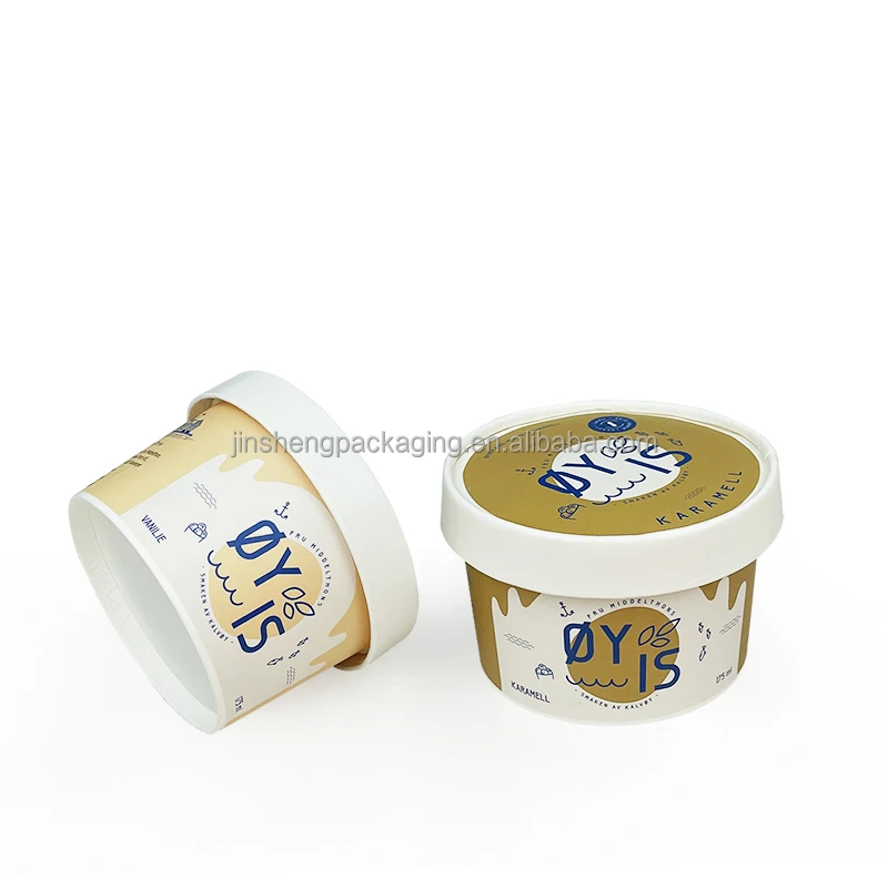 Premium quality paper custom logo biodegradable 8oz 16oz 32oz pint cookie dough packaging with lid