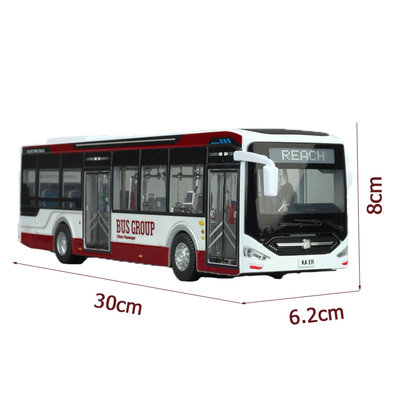 QS Low Price 1:42 Scale Alloy Kids Educational Toys Vehicle Metal Friction Function City Bus Die Cast Model Car Toys With Lights