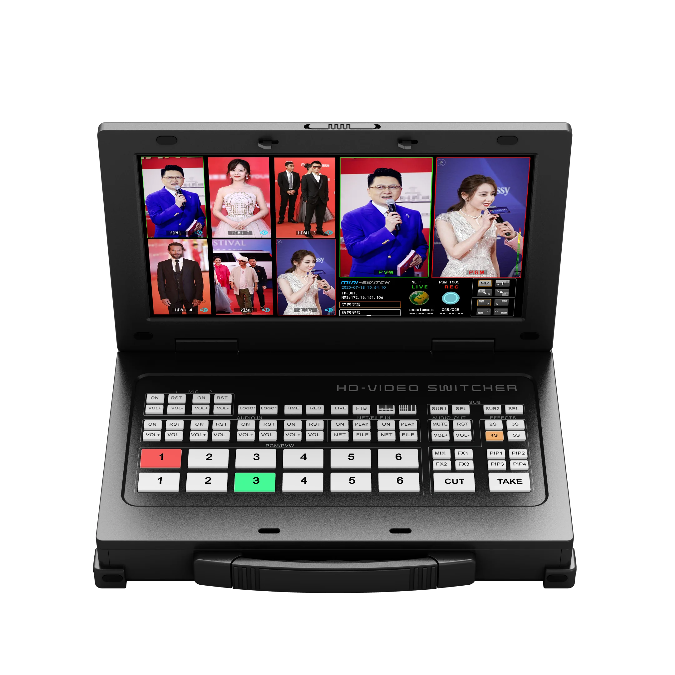 Multiview 1080P60fps 4 Platforms Same Time Live Streaming Chroma Key 4*H-DMI Video