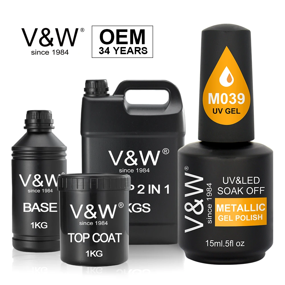 Metallic air dry own brand gel nail polish oem top gel polish