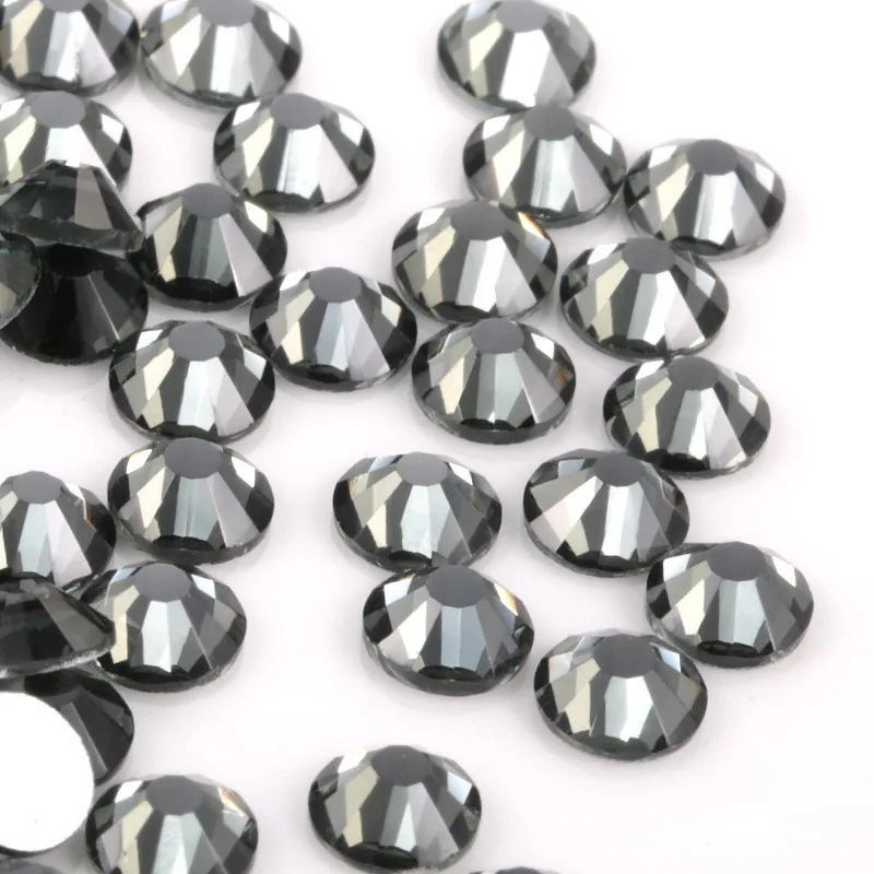 
USA Free Shipping Black Diamond Color ss3-ss20 1440pcs/bag Non Hot Fix Flat Base Glass Crystal Nail Art Diamond Rhinestones 