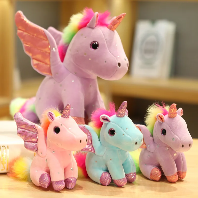 High Quality Cute Plush Stuffed Animal Baby Unicorn Pink Angel Unicorn Plush Keychain/Pillow for Kids Girls