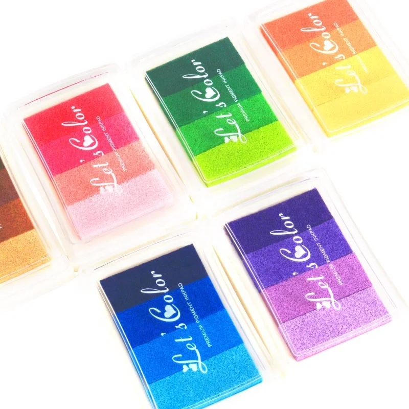 4 Colors gradient ink pad fingerprint stamp pad  colorful DIY student decoration ink pad