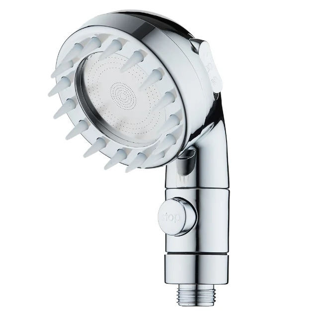 Three Functions High Pressure Waterfall Spray Massage Brush Salon ON OFF Switch Bathroom  Shower Head