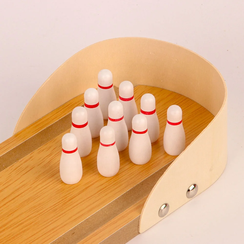 Parrot Bird Wooden Mini Desktop Bowling Toy Parakeet Intelligence Training Game for Finch Budgie Cockatiels Conures Love Birds