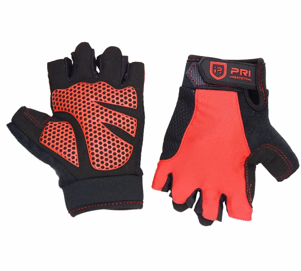 PRISAFETY Hot Sell Silicone Printing Palm Lycra Back Summer Sports Gloves non slip fingerless cycling