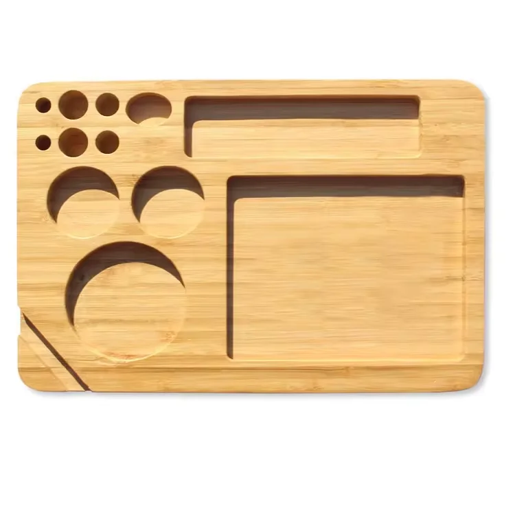 Custom Handmade Tobacco Wood Accessories Bamboo Rolling Tray for Smokig