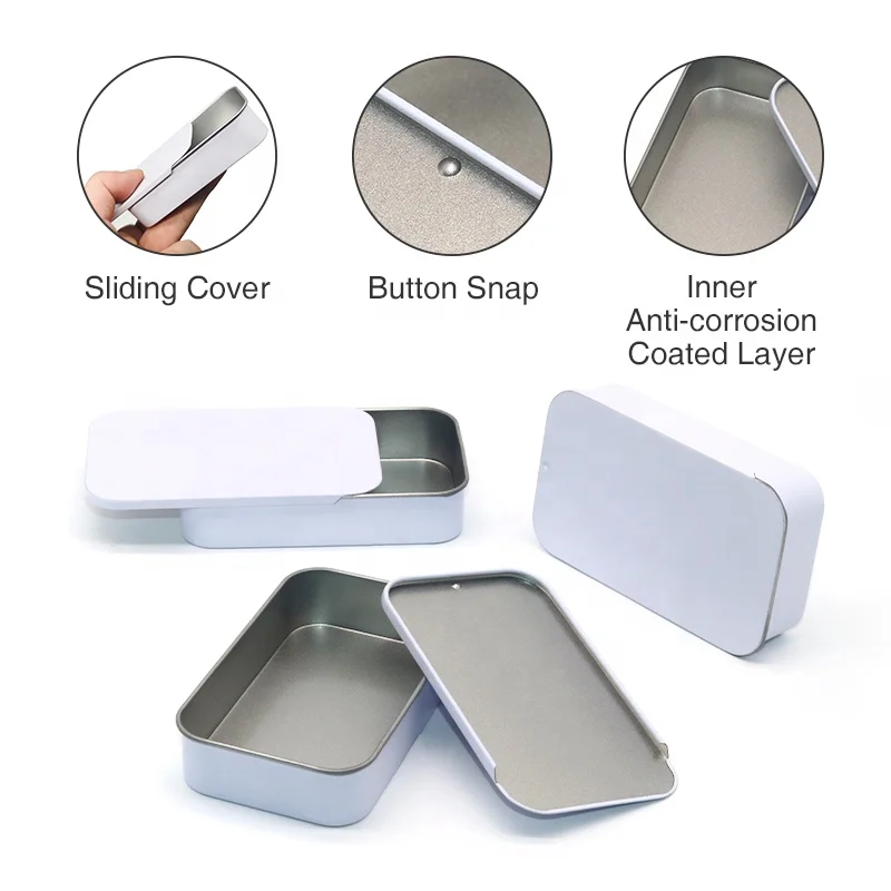 XPD Empty Mint Brow Soap Solid Perfume Slide Top Metal Tin Case Sliding Lid Metal Tin Container Box