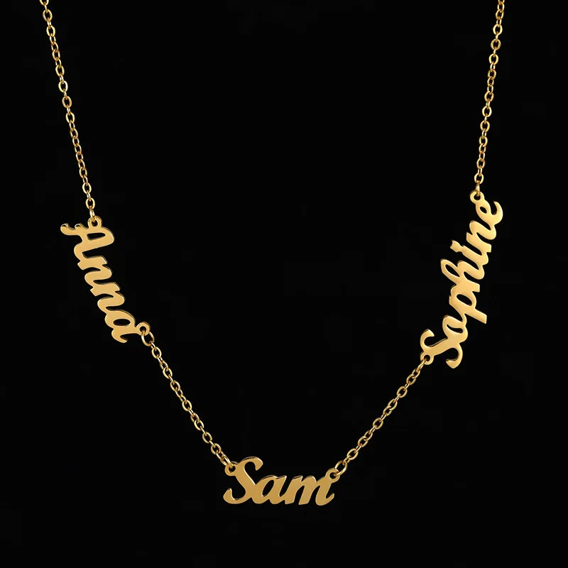 Dropshipping Custom Multiple Names Jewelry Any Language Font Name Plate Necklace Jewelry