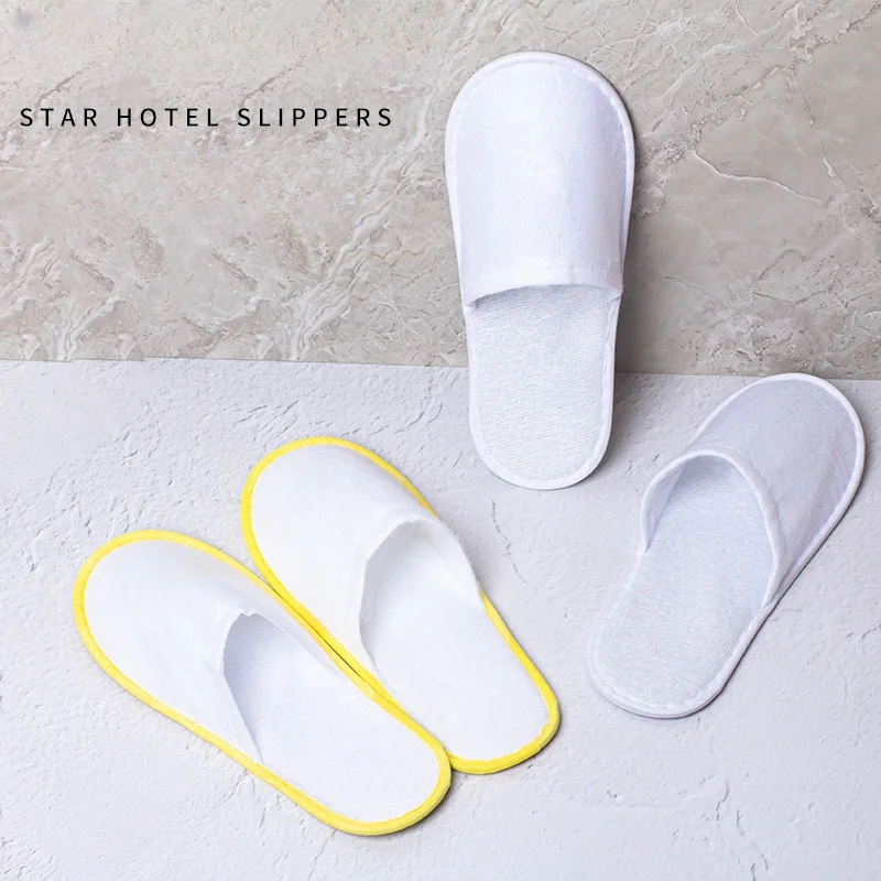 Disposable Linen and Coral Fleece Hotel Slippers Adult Recyclable Travel Slippers