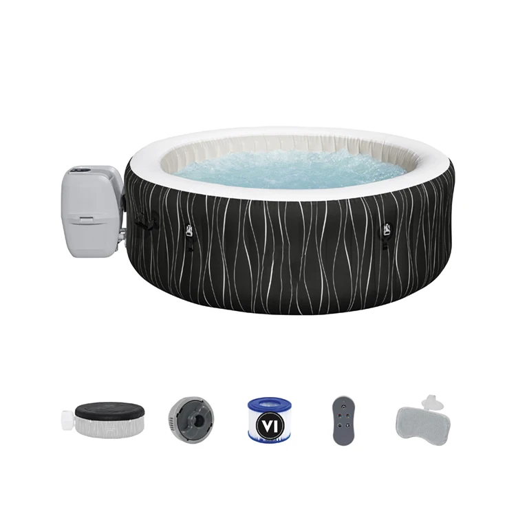 Bestway 60059 1 96 м X 66 см голливудская Роскошная 6 человек светодиодная черная круглая надувная открытая гидромассажная ванна спа