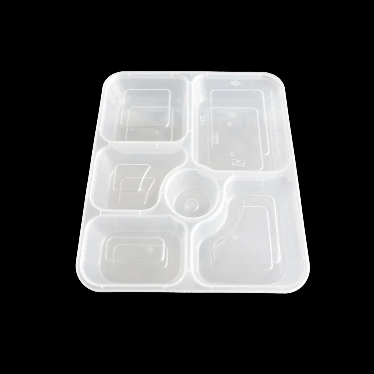 Plastic food packaging boxes disposable bento lunch box 6 compartment disposable food containers