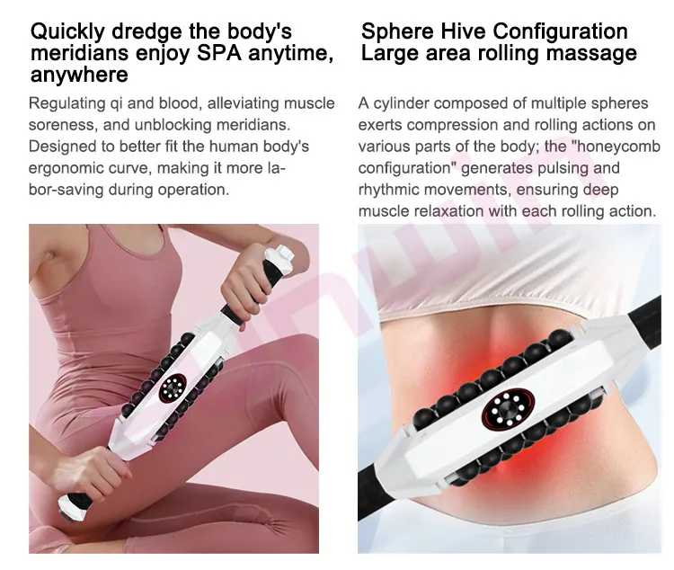 2024 Deep Tissue Vibrating Rolling Body Massager Electric Lymphatic Drainage Rolling Rechargeable Fascia Rolling Massage