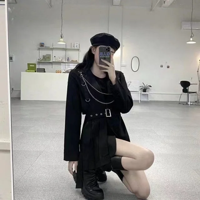 OUDINA Fashion Style Design Sense Female Casual Midi Blazer Dresses Suit Jacket Women Blazers