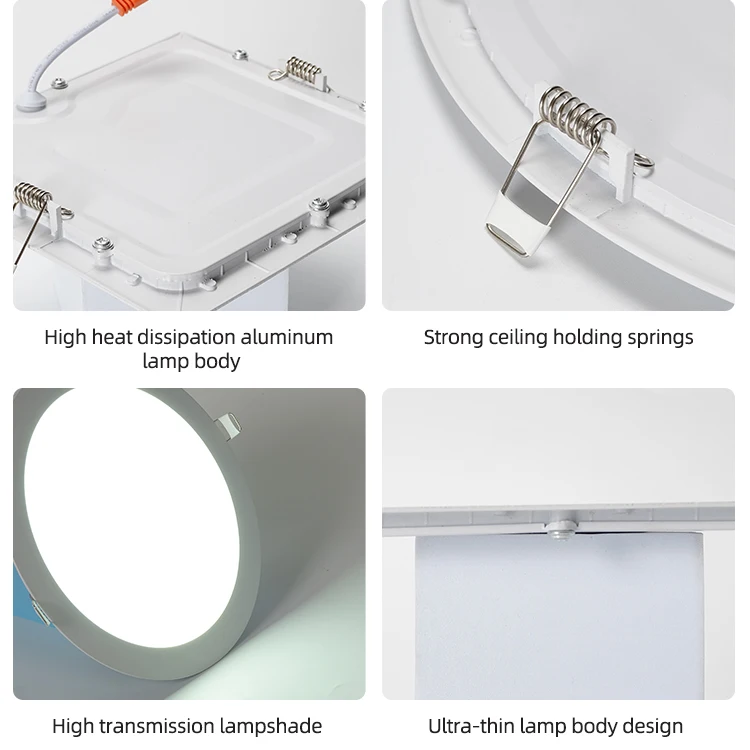 MELINZ Energy Saving Recessed Glass LGP 1.0PS Diffuser 3w 6w 9w 12w 15w 18w 24w Led Panel Light