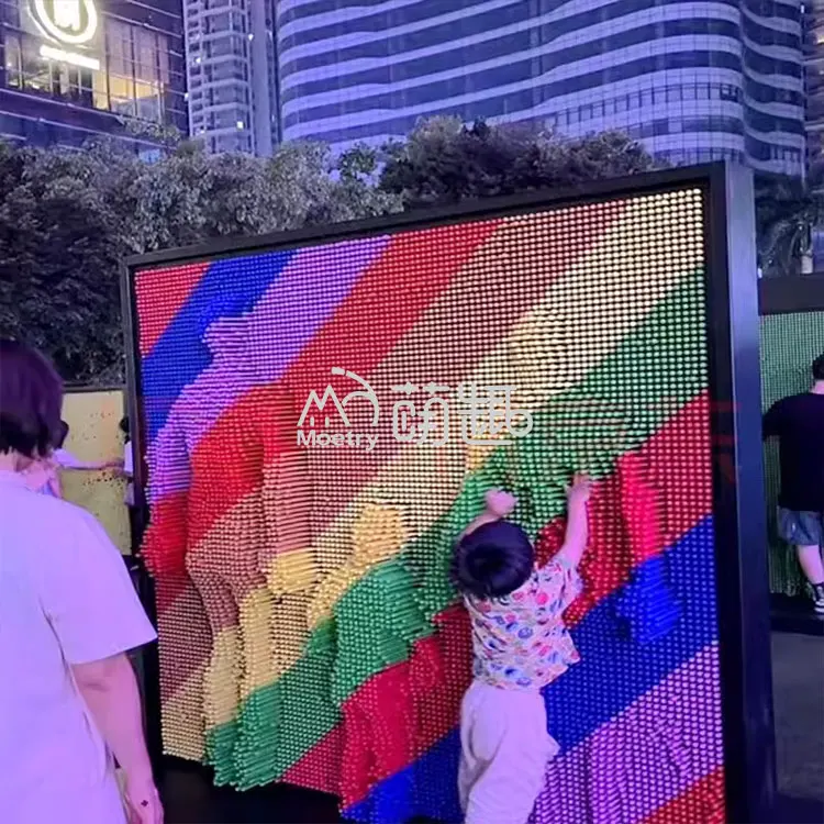 Moetry Rainbow Color Large 3D Pin Art Board Pin Art Wall Playground Amusement Park Product For Kids Adults
