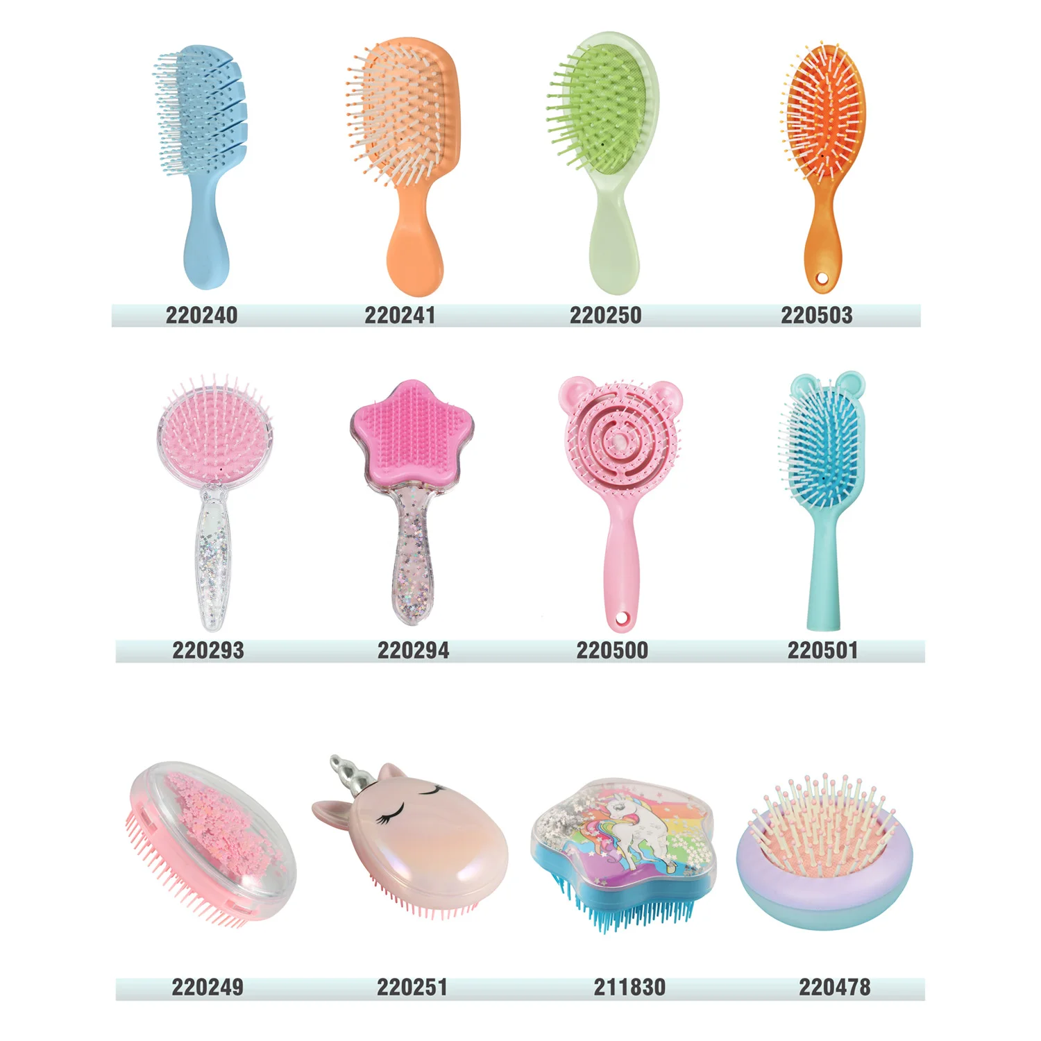 Plastic Detangling Brush Scalp Massager Pocket Comb Hair Brush for Kids and Travel