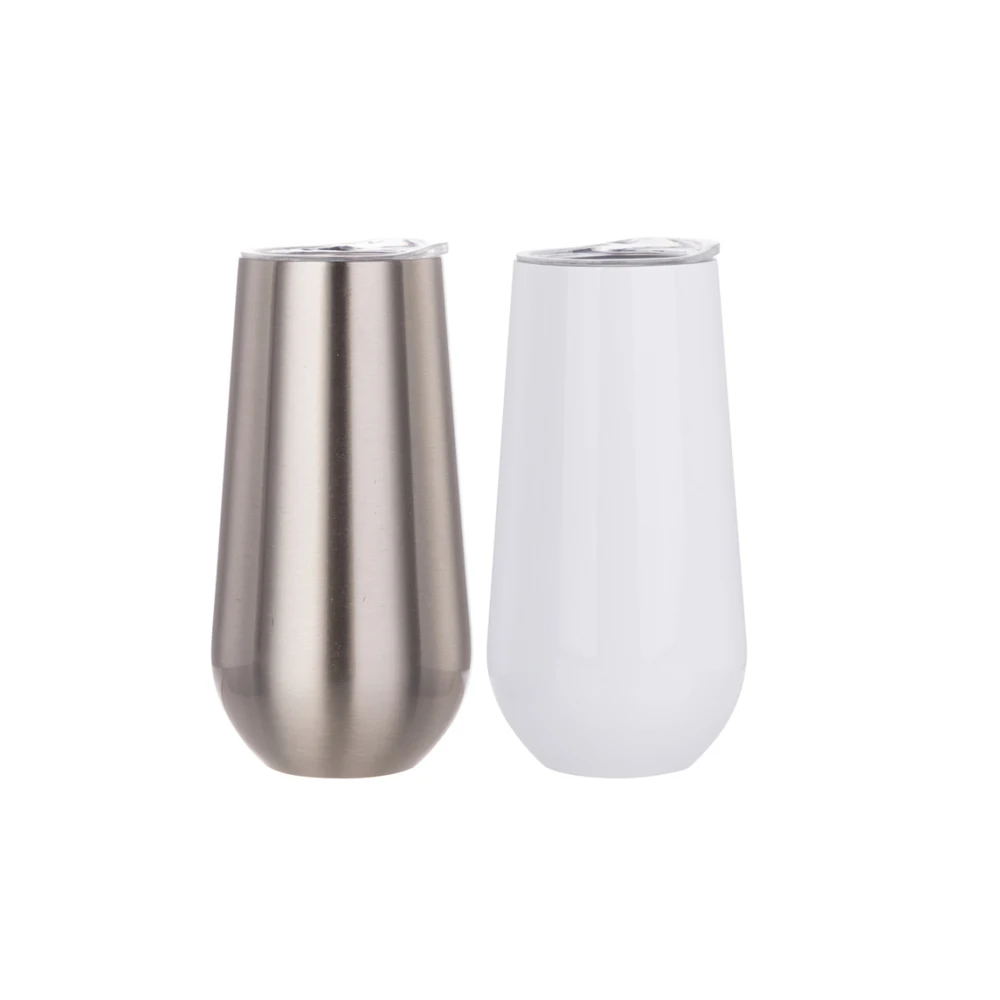 6OZ Custom Logo Double Wall Stainless Steel Insulated Tumbler Cup with Lid Vacuum Thermos Long egg shaped/shell cup/mug
