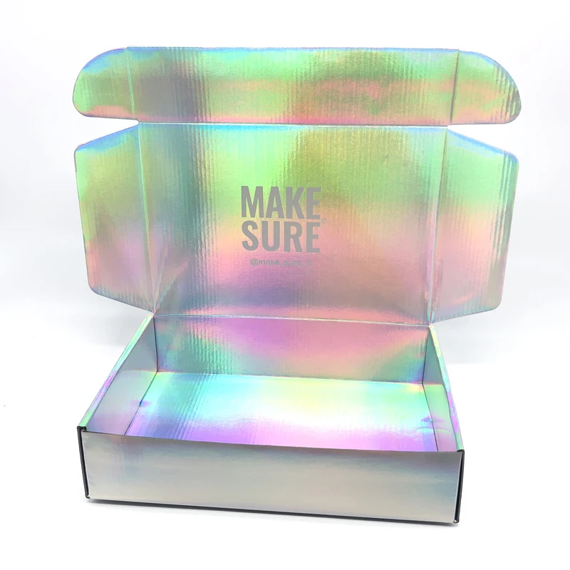 Hologram Shipping Packing Shiny Paper Candle Packaging Boxes 3D Display Holograms Hair Virgin Mailing Printing Gift Hologram Box