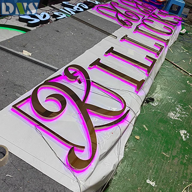 gold color front custom banner sign letter light toy store office signs 3d illuminated letters backlit led