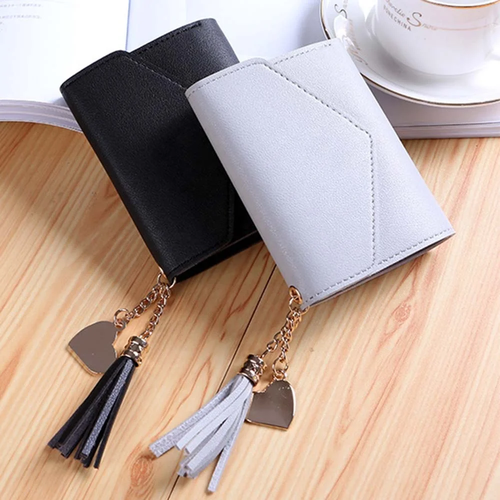 
New fashion small wallet short Japanese and Korean style cute tassel mini student ladies purse H 