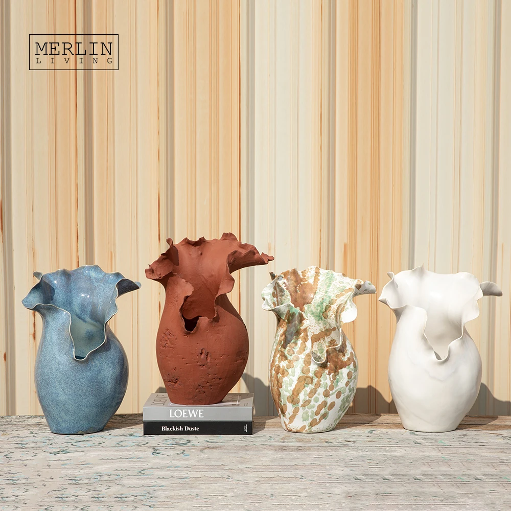 Merlin Living Handmade Ceramic & Porcelain Vase For Home Decor Nordic Vase Clay Vase Chaozhou Ceramic Factory Wholesale OEMODM