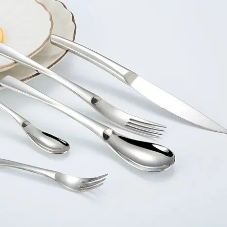 Hot Sale Bulk Gold Wedding Serving Flatware Set Stainless Steel 18/10 PVD Elegant French Moonlight Cutlery